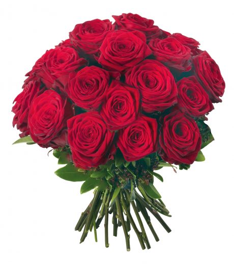 Bouquet de roses rouges 70 cm avec feuillage
